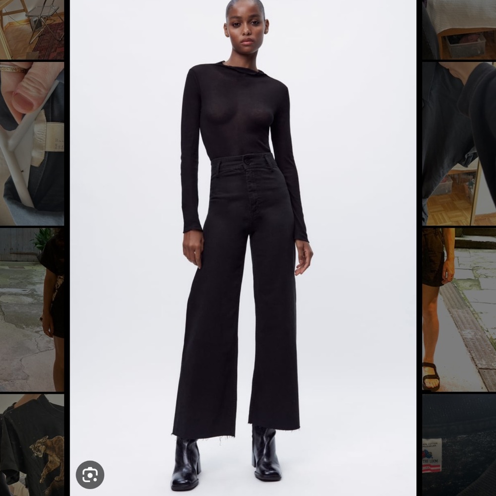 Zara Marine Straight Black Raw Hem Jeans//SOLD